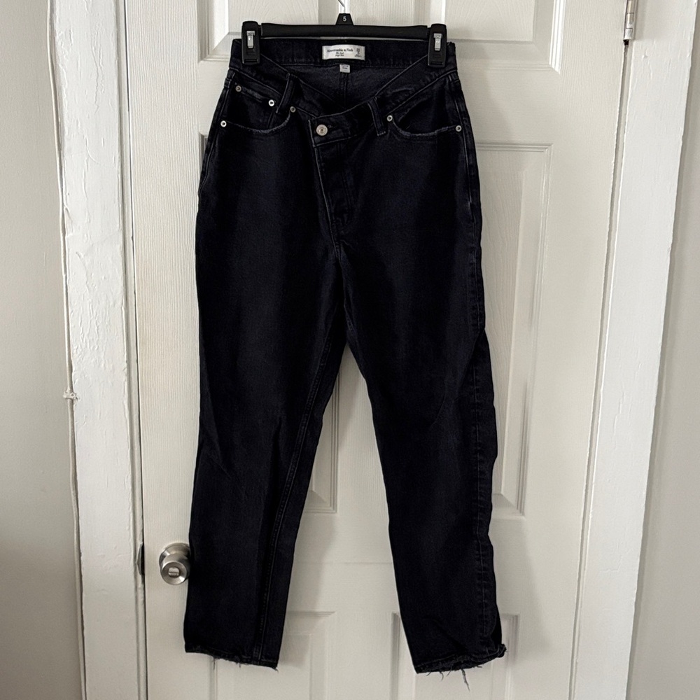 Abercrombie & Fitch Charcoal The Dad High Rise Jeans, Curve Love